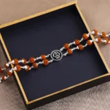 Silver Two Line Trishul Rudrakhsa Bracelet