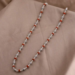 Silver Round Spherical Beads Rudraksha Mala