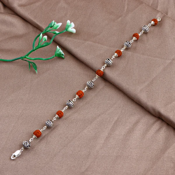 Om Namah shivay silver rudrakhsa bracelet