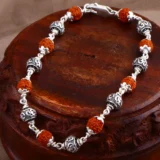 silver om rudrakhsa bracelet