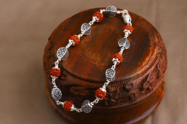 Silver Hollow Beads RUdraksha Bracelet