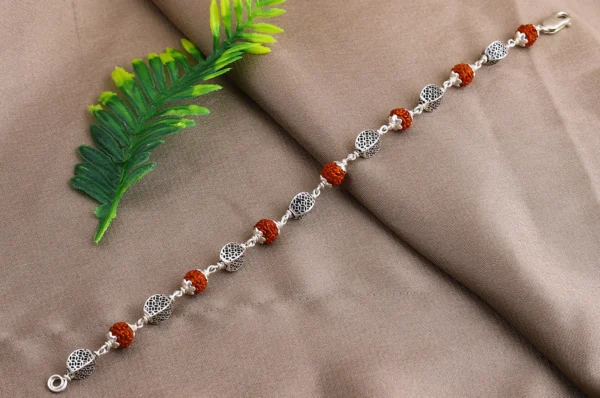 Silver Hollow Beads RUdraksha Bracelet