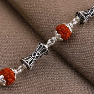 Silver Damru Rudraksha Bracelet