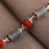 Silver hollow cylindrical beads Rudrakhsa bracelet