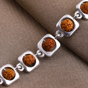 925 Squared Silver Rudraksha Bracelet