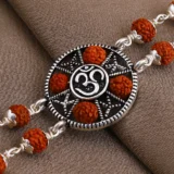 Silver Two Line OM Rudrakhsa Bracelet