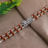 Silver Two line OM Namah Shivay Rudraksha Bracelet