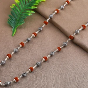 Silver Round Beads Rudraksha Mala