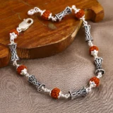 Silver Damru Rudraksha Bracelet