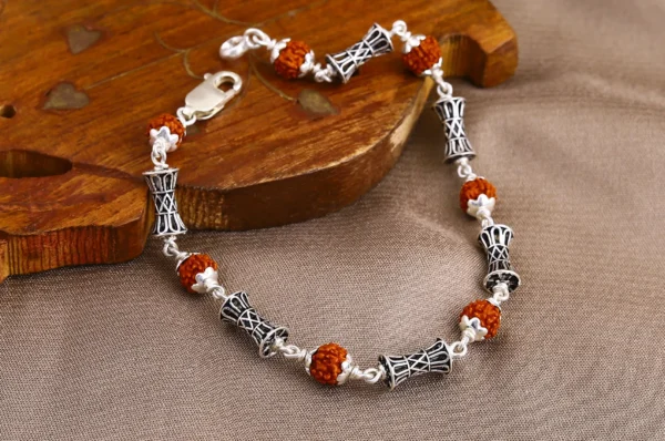 Silver Damru Rudraksha Bracelet