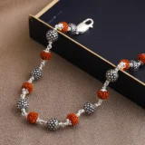 Silver Round Beads Rudraksha Bracelet