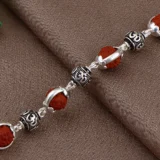 Silver Rudraksha Capping OM Bracelet