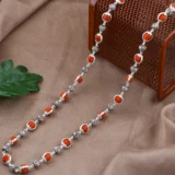 Silver OM beads Rudraksha Capping Mala