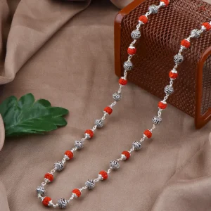 Silver OM Namah Shivay Rudraksha Mala